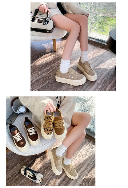 Soft Suede Leather Casual Shoes Women Sneakers