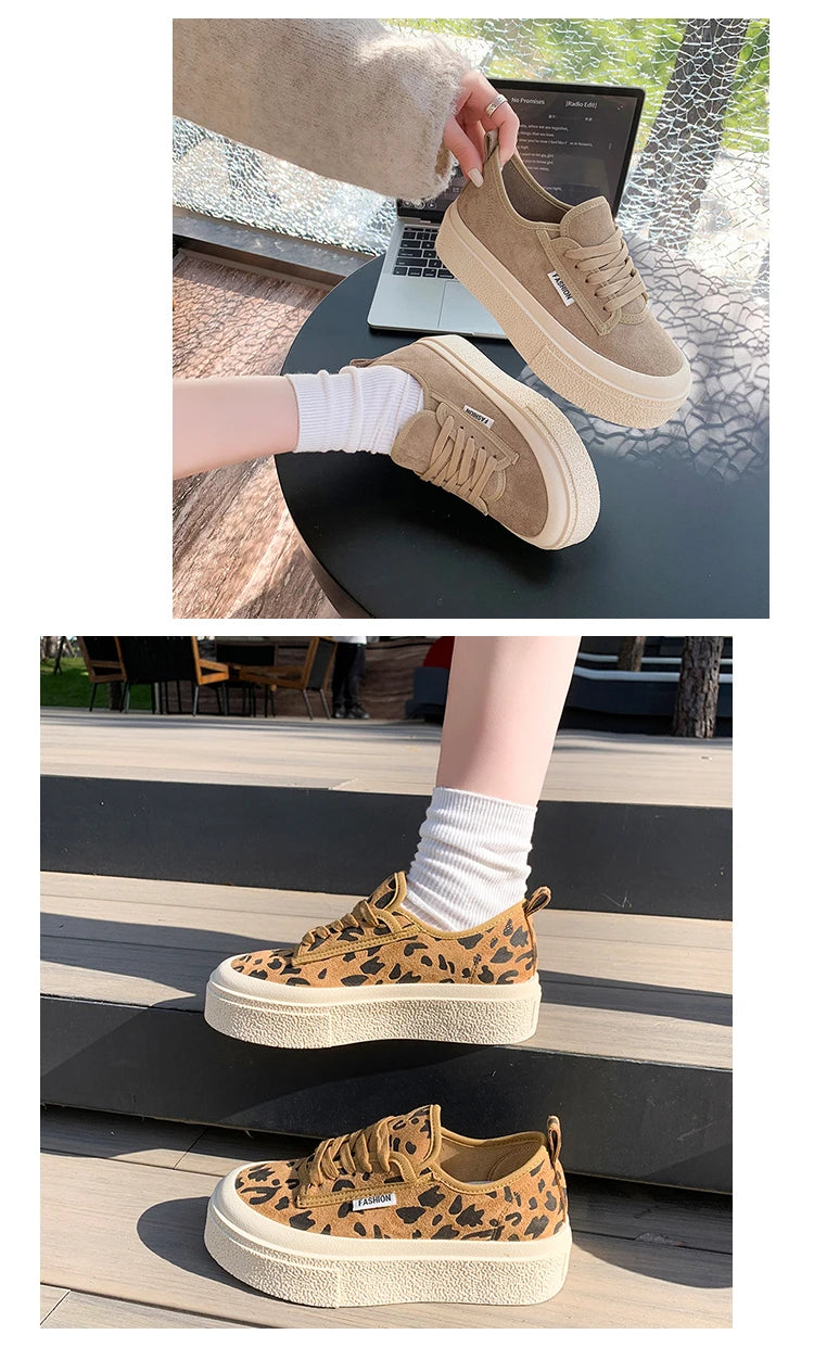 Soft Suede Leather Casual Shoes Women Sneakers