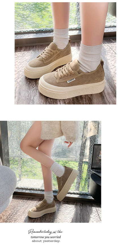 Soft Suede Leather Casual Shoes Women Sneakers