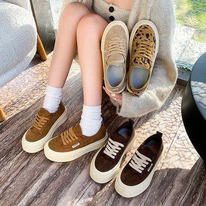 Soft Suede Leather Casual Shoes Women Sneakers