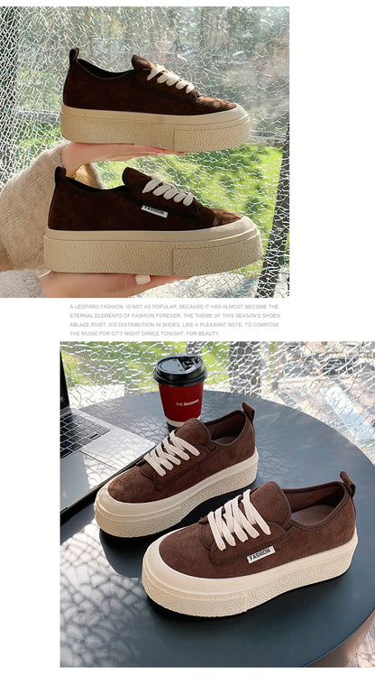 Soft Suede Leather Casual Shoes Women Sneakers