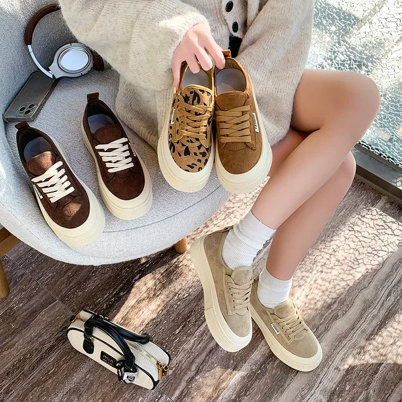 Soft Suede Leather Casual Shoes Women Sneakers