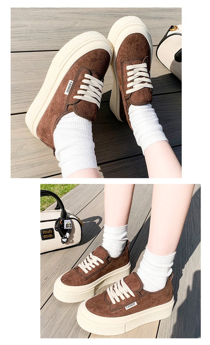 Soft Suede Leather Casual Shoes Women Sneakers