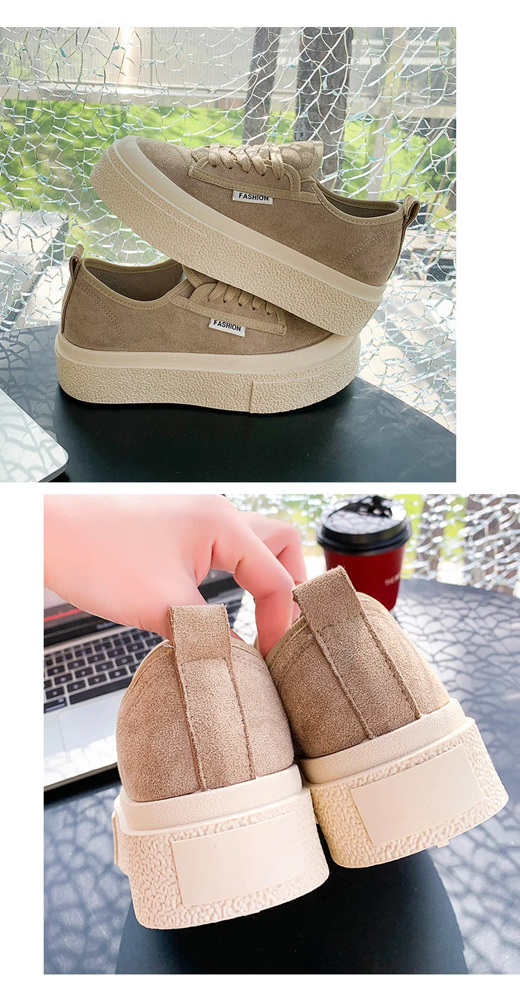 Soft Suede Leather Casual Shoes Women Sneakers