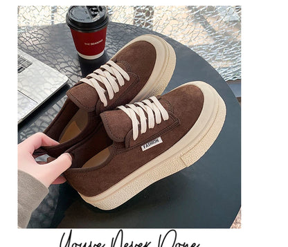 Soft Suede Leather Casual Shoes Women Sneakers