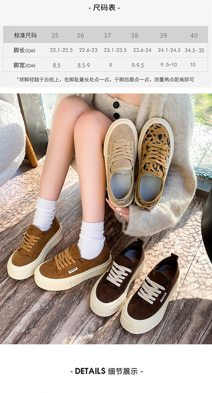 Soft Suede Leather Casual Shoes Women Sneakers