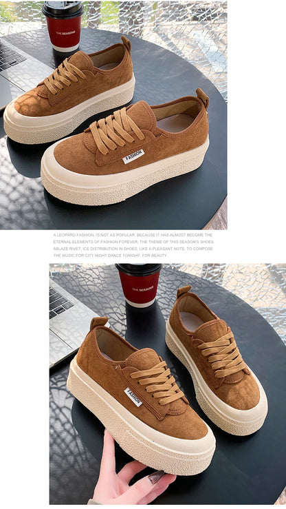 Soft Suede Leather Casual Shoes Women Sneakers