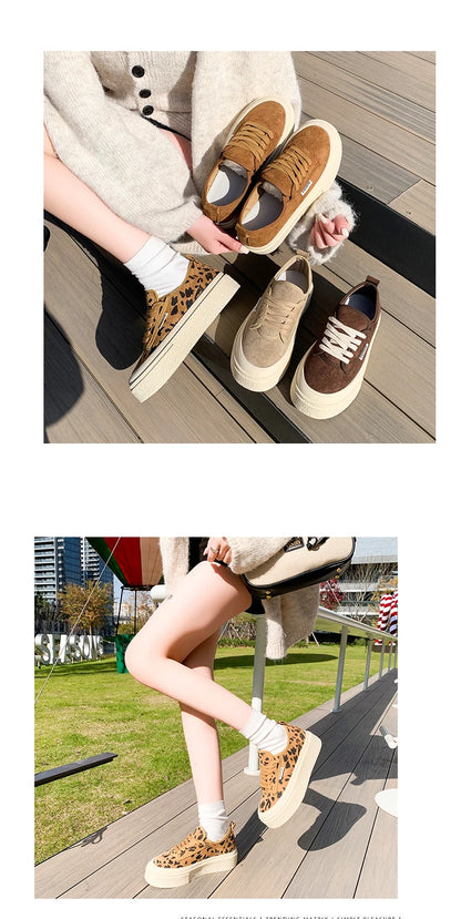 Soft Suede Leather Casual Shoes Women Sneakers