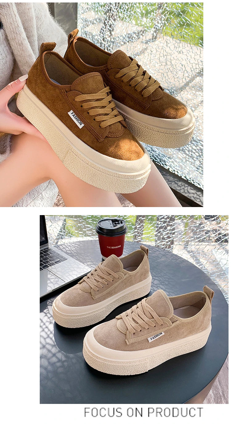 Soft Suede Leather Casual Shoes Women Sneakers