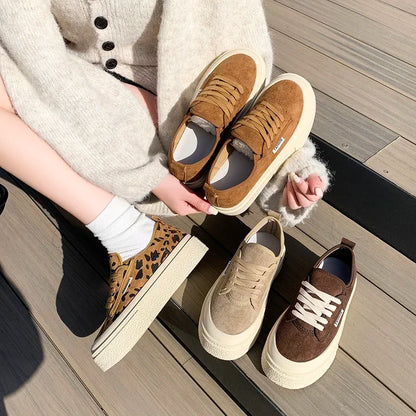 Soft Suede Leather Casual Shoes Women Sneakers