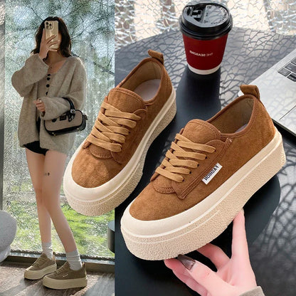 Soft Suede Leather Casual Shoes Women Sneakers