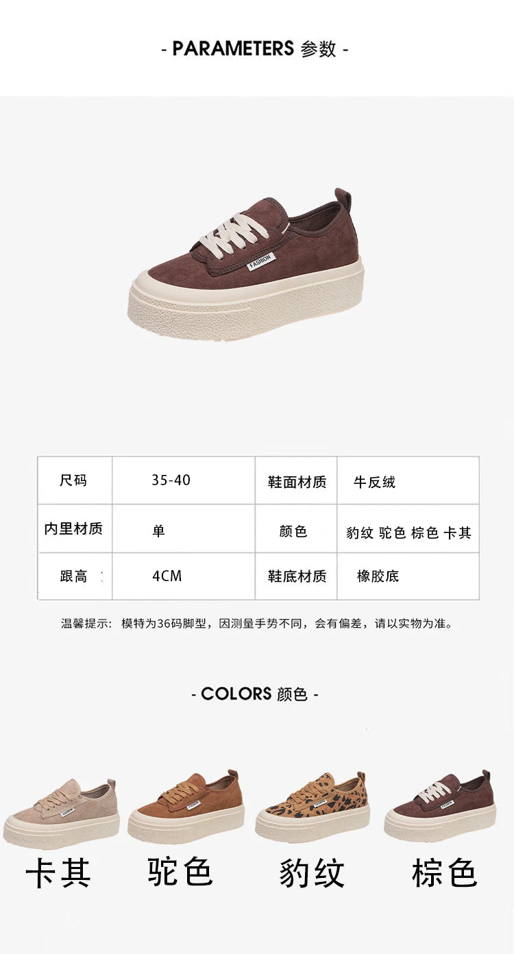 Soft Suede Leather Casual Shoes Women Sneakers