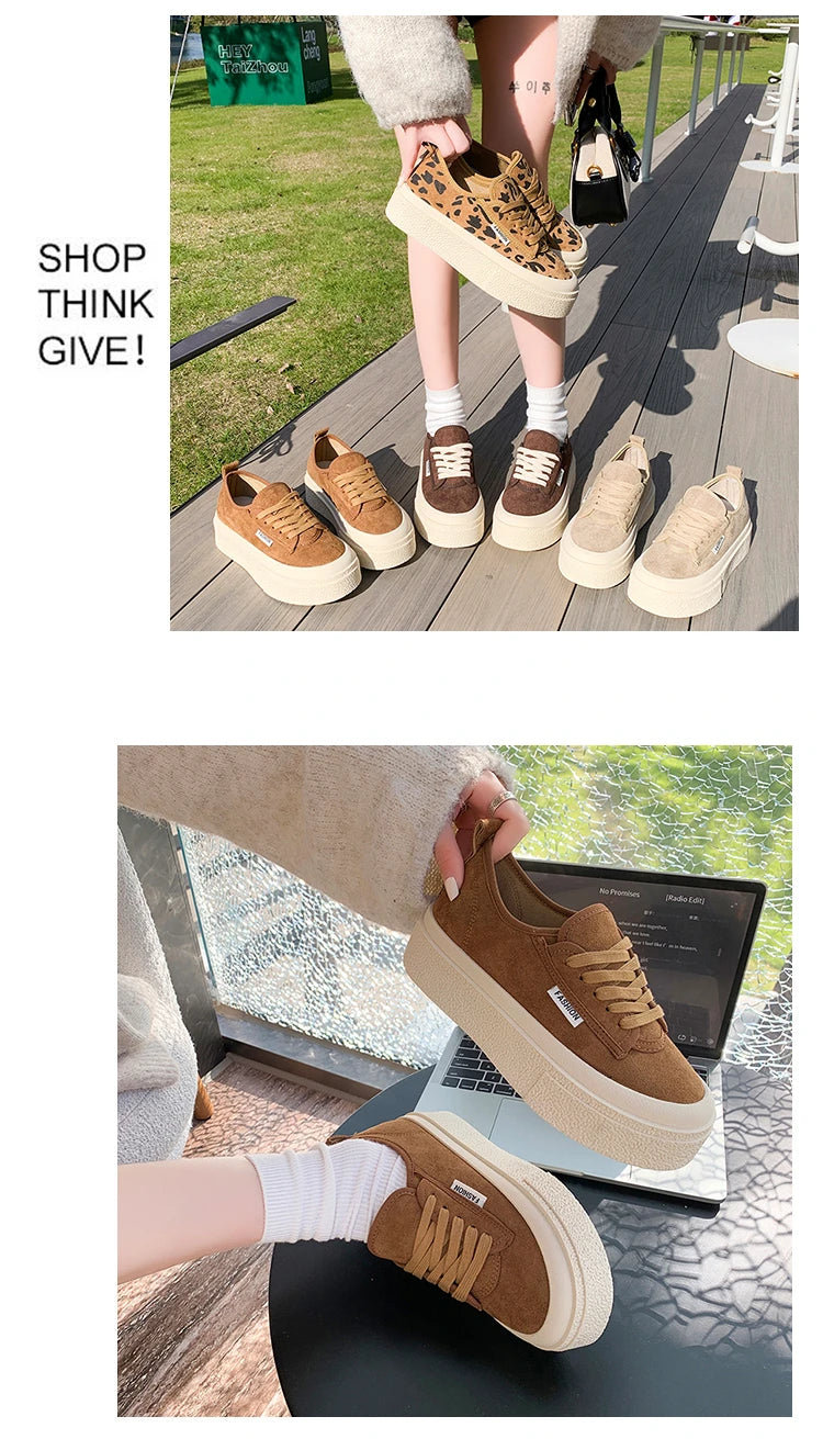 Soft Suede Leather Casual Shoes Women Sneakers